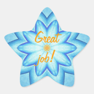 Hellblaue Blume Petals Orange Great Job Sticker