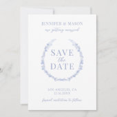 Hellblaue Blume Save the Date Foto Einladung (Vorderseite)