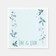 Hellblaue Blume und Blätter Abendessen Party