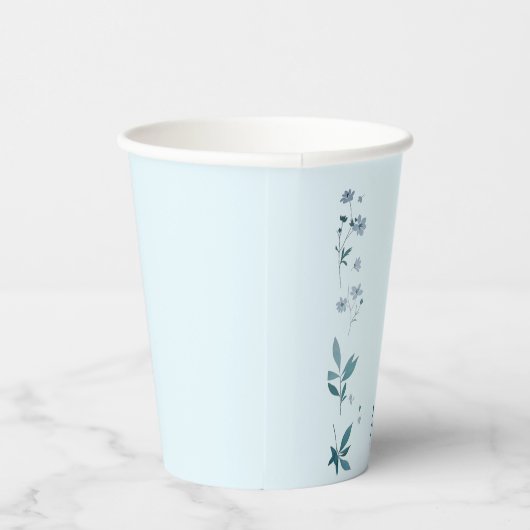 Hellblaue Blume und Blätter-Tasse Pappbecher (Rechts)