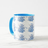 Hellblaue Blumen Blumenmuster Kaffeemaschine Tasse (Vorderseite Links)