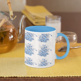 Hellblaue Blumen Blumenmuster Kaffeemaschine Tasse