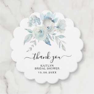 hellblaue Blumen Brautparty Gevor Tags Geschenkanhänger