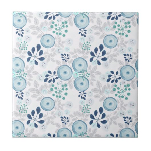 Hellblaue Blumen Fliese (Vorderseite)