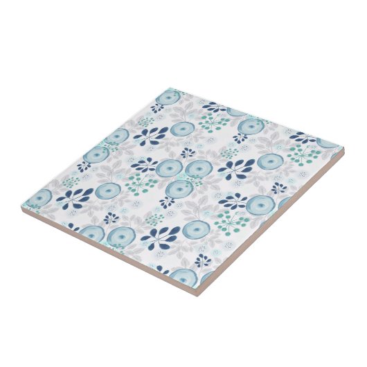 Hellblaue Blumen Fliese (Seite)