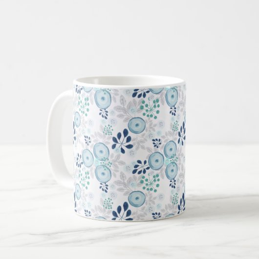 Hellblaue Blumen Kaffeetasse (Vorderseite Links)