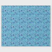 Hellblaue Blumen, marinebasierter Hintergrund Geschenkpapier (Flach)