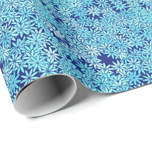 Hellblaue Blumen, marinebasierter Hintergrund Geschenkpapier (Rolleneckpunkt)