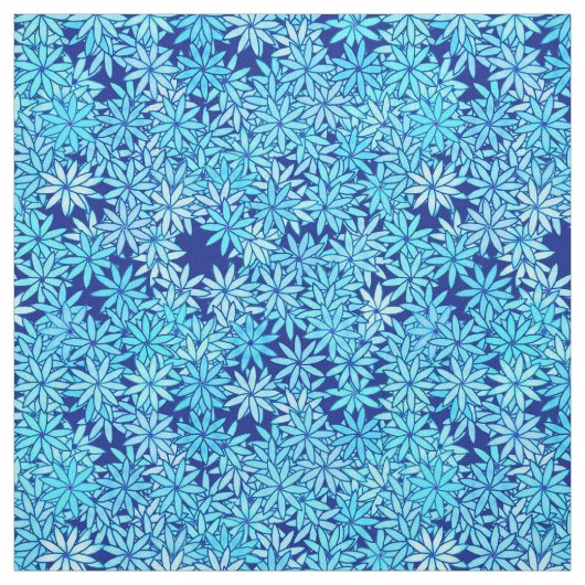 Hellblaue Blumen, marinebasierter Hintergrund Stoff (Muster)
