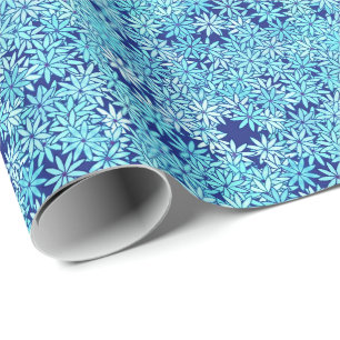 Hellblaue Blumen, marineblaue Hintergrund Geschenkpapier