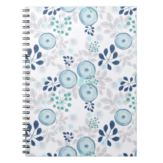 Hellblaue Blumen Notizblock (Vorderseite)