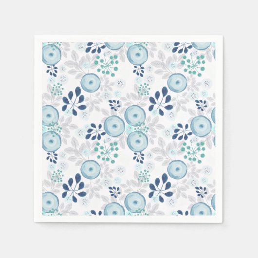 Hellblaue Blumen Serviette (Vorderseite)