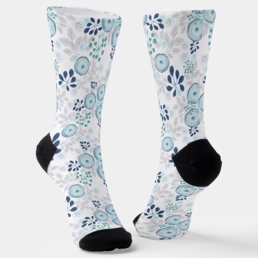 Hellblaue Blumen Socken (Gewinkelt)
