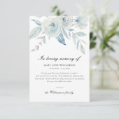 Hellblaue Blumenbeerdigung Dankeschön Karte (Stehend Vorderseite)