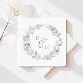 Hellblaue Blumenkranz-Hochzeitsserviette Serviette