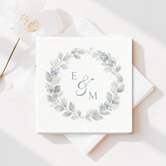 Hellblaue Blumenkranz-Hochzeitsserviette Serviette