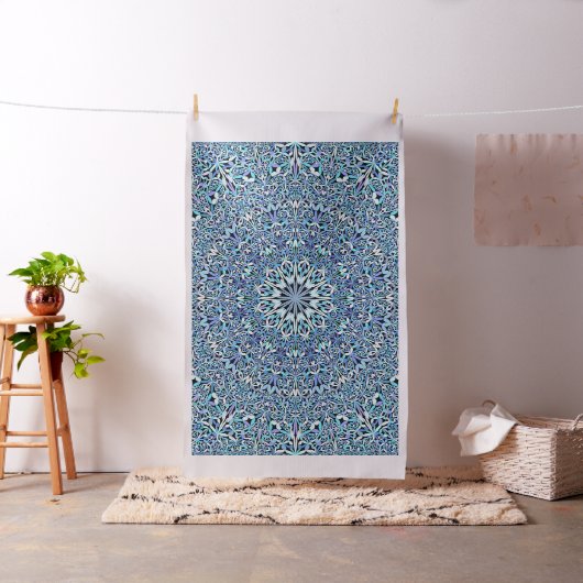 Hellblaue Blumenleben-Mandala Stoff (Beispiel)