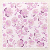 Hellblaue Blumenmuster-Unterlage mit Umrandung Glasuntersetzer (Vorderseite)