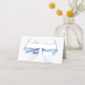 Hellblaue Bow Place Cards Elegant Gefaltet Platzkarte (Vorderseite)