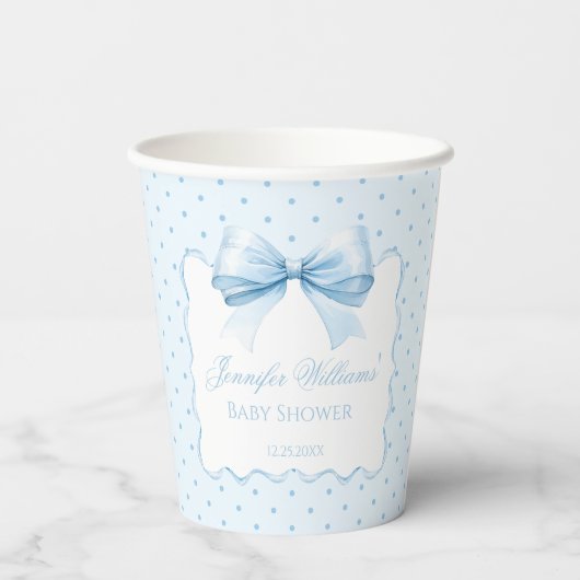 Hellblaue Bugband Baby Boy Dusche Papiertücher Pappbecher (Rückseite)