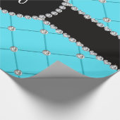 Hellblaue Büscheldiamanten des Monogramms Geschenkpapier (Ecke)