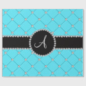 Hellblaue Büscheldiamanten des Monogramms Geschenkpapier (Flach)