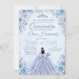 Hellblaue Cinderella Quinceañera-Einladung Einladung