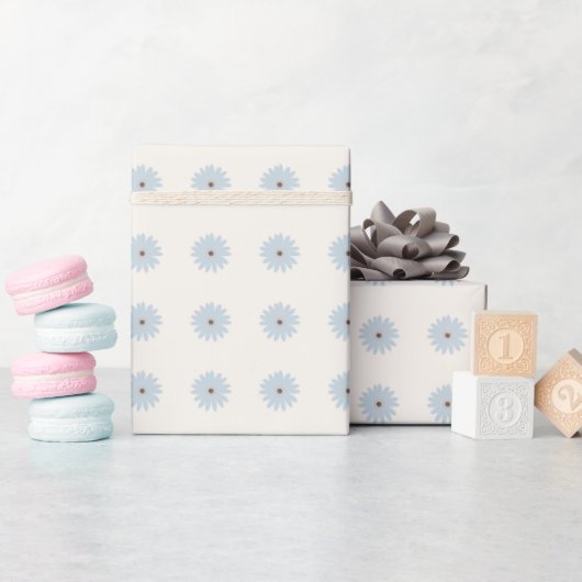 Hellblaue Daisy Geschenkpapier (Babyparty)