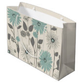Hellblaue Daisy Mittelalter Moderne Floral Große Geschenktüte (Rückseite Schrägansicht)