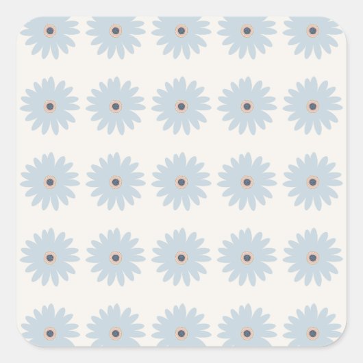 Hellblaue Daisy Quadratischer Aufkleber (Vorderseite)