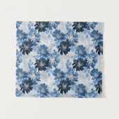 Hellblaue, dunkelblaue Blume auf hellgrau Wandteppich (Vorderseite (Horizontal))