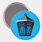 Hellblaue Eulenlaterne Magnet (Vorderseite/Rückseite)