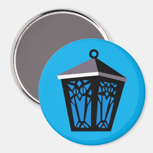 Hellblaue Eulenlaterne Magnet (Vorderseite/Rückseite)