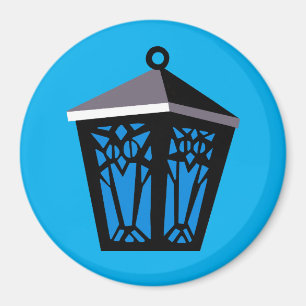 Hellblaue Eulenlaterne Magnet