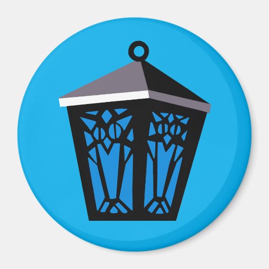 Hellblaue Eulenlaterne Magnet (Vorne)