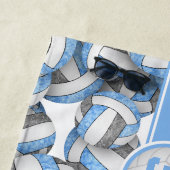 Hellblaue Farben für das graue Volleyballteam Strandtuch (Beispiel)