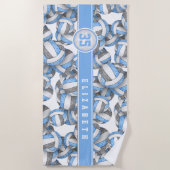 Hellblaue Farben für das graue Volleyballteam Strandtuch (Vorderseite)