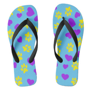 Hellblaue Flip Flops mit gelben Katzenpaw-Printen Badesandalen