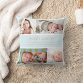 Hellblaue Geburts-Mitteilung Kissen (Decke)