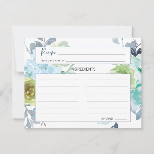 Hellblaue, gelb-grüne Blumenzettel Mitteilungskarte (Vorderseite)