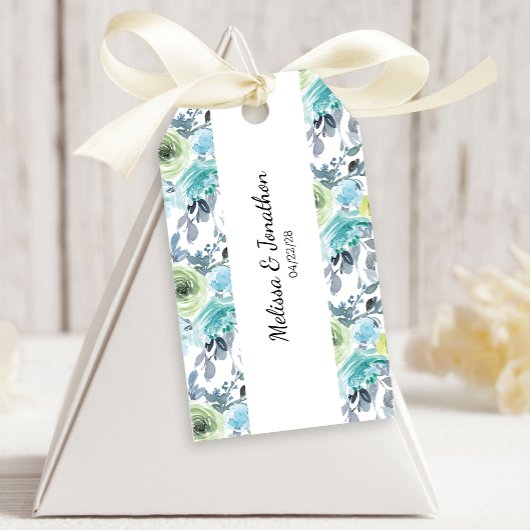 Hellblaue gelbe grüne Blumenzauberschilder Geschenkanhänger