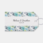 Hellblaue gelbe grüne Blumenzauberschilder Geschenkanhänger (Vorderseite (Horizontal))