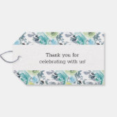 Hellblaue gelbe grüne Blumenzauberschilder Geschenkanhänger (Rückseite Horizontal)