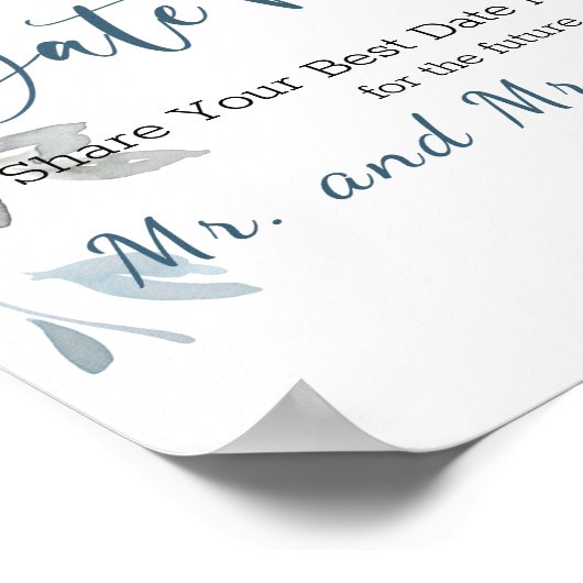 Hellblaue gelbe grüne Blüte Datum Nacht Zeichen Poster (Ecke)