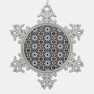 Hellblaue gemusterte Schneeflocke Schneeflocken Zinn-Ornament