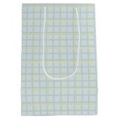 Hellblaue Geschenktasche mit Karomuster | Modern M Mittlere Geschenktüte (Rückseite)