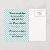 Hellblaue, gestreifte Save the Date Postkarte (Rückseite)