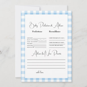 Hellblaue Gingham-Baby-Vorhersagen Einladung