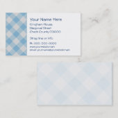 Hellblaue Gingham-Visitenkarte Visitenkarte (Vorne/Hinten)