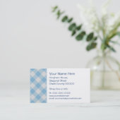 Hellblaue Gingham-Visitenkarte Visitenkarte (Stehend Vorderseite)